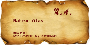 Mahrer Alex névjegykártya